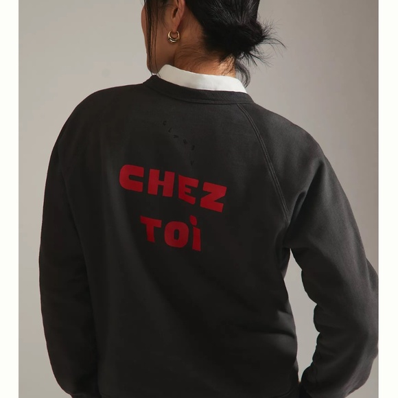 Clare V Chez Moi Chez Toi Charcoal Color Sweatshirt Size S - Picture 2 of 11